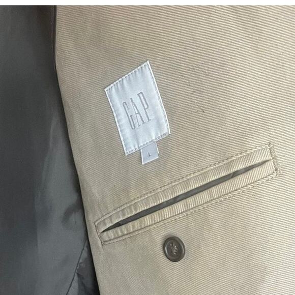 Gap Sport Coat Men's L Tall Tan Cotton Twill Blazer Notch Double Vented Jacket - Picture 6 of 9